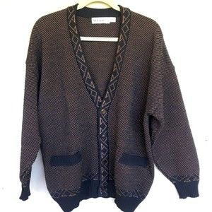 St Croix Shop Zephyr Wool Cardigan Sweater Size Medium Made USA Grandpa VTG